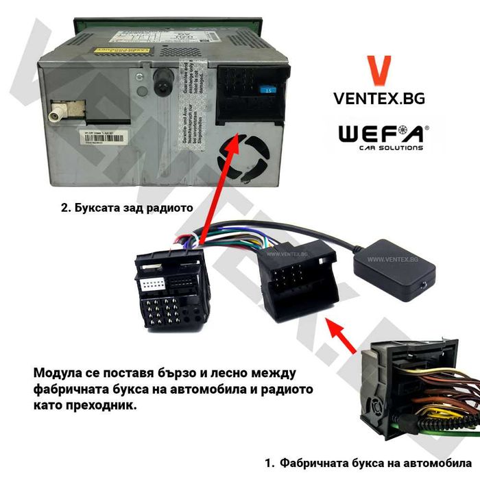 WEFA Bluetooth адаптер за Opel CD30-MP3 / CDC40 / CD70 / DVD90