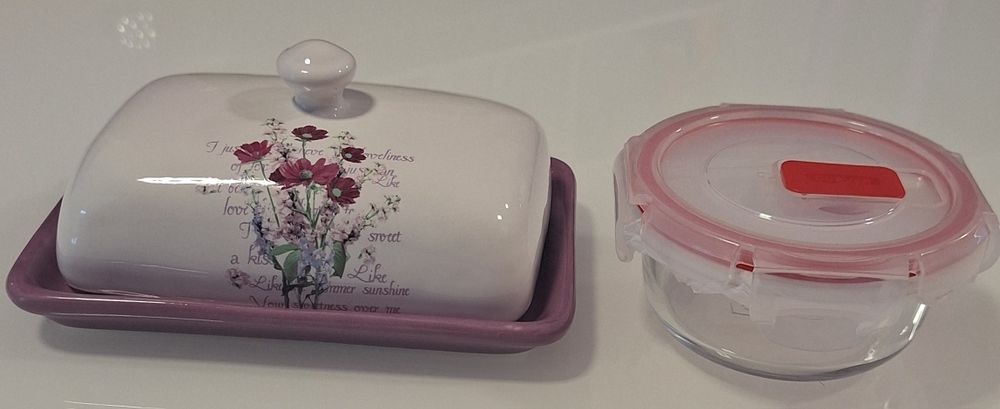 Порцеланова купа за масло и купичка за съхранение