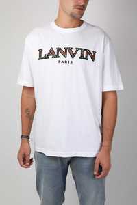 LANVIN White Embroidered Logo Мъжка Тениска size S