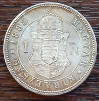 Moneda din argint Ungaria - 1 Forint 1883, detalii superbe, luciu
