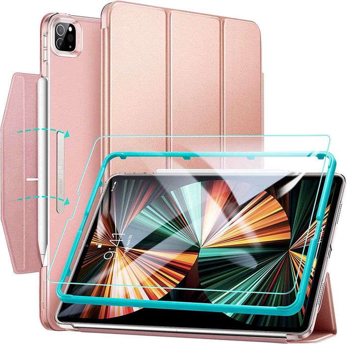 ESR Trifold Smart Case with Screen Protector for iPad Pro, Rose Gold
