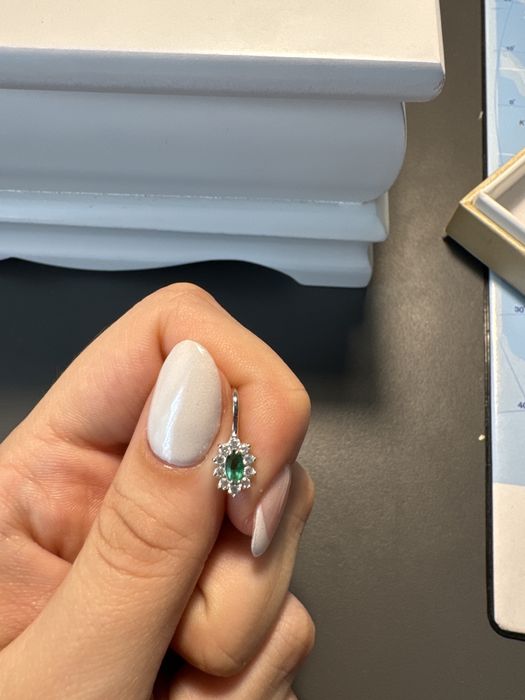 Cercei 14k aur alb smarald