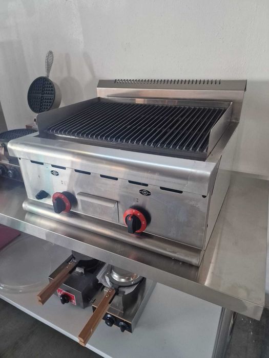 Grill de banc pe gaz cu roca vulcanica | Plita fonta | Inox | Nou