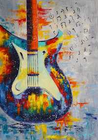 "Цветен звук" Картина 70х50см, Маслена живопис с шпакла