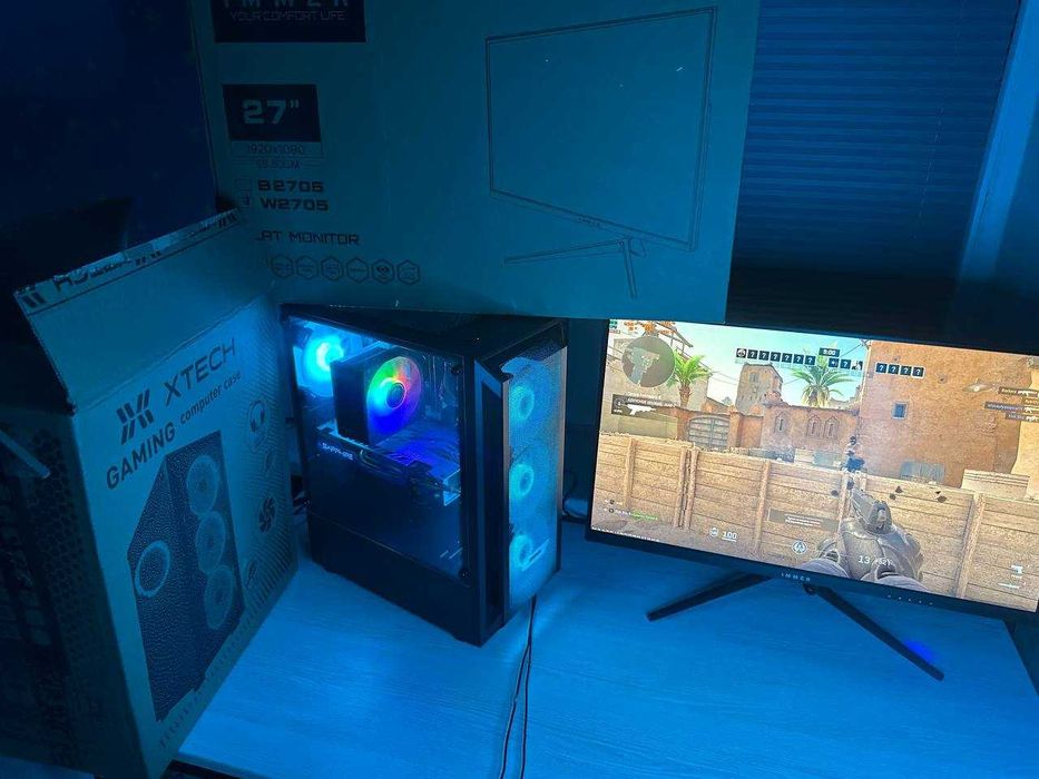 Игровой кейс с монитором 27 дюймов/RX590GME 8gb/16 gb DDR4/ 512 SSD М2