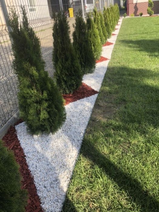 Gazon rulou, piatra decorativa/scoarța, Amnajam spații verzi etc