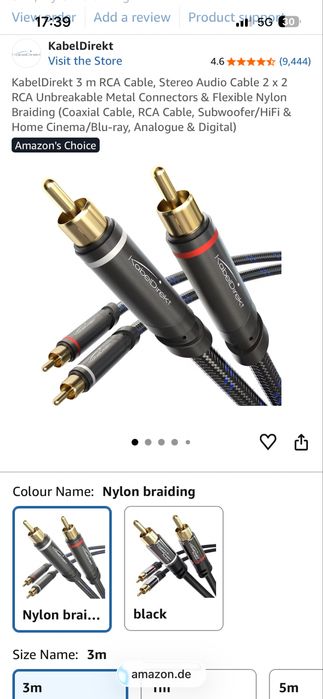 Аудио кабели чинч към чинч 2х2. Два броя . Чисто нови. Chinch RCA