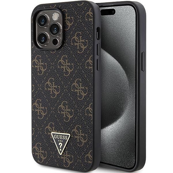 Оригинален кейс guess triangle metal logo за iphone 15 pro max black