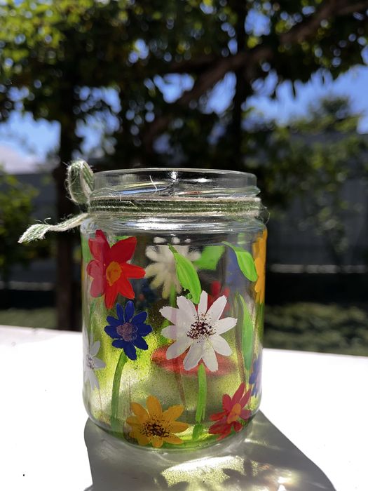 Suport lumanare (borcan) pictat manual