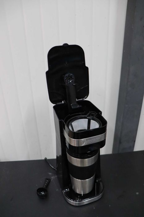 Кафе машина Bestron с изолирана чаша, черна/сребриста