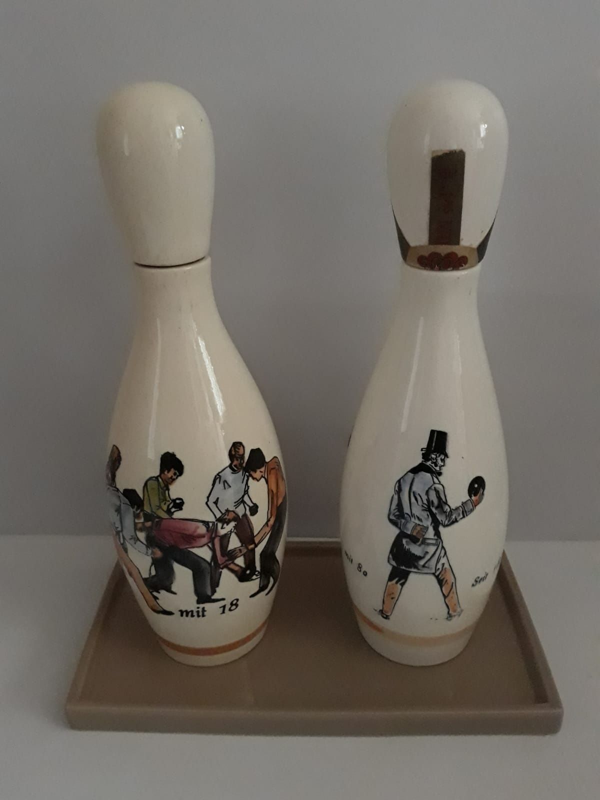 Sticla veche popice bowling  colectie pictura Germania Jacobi