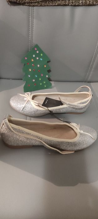 Balerini argintii cu sclipici ZARA 37