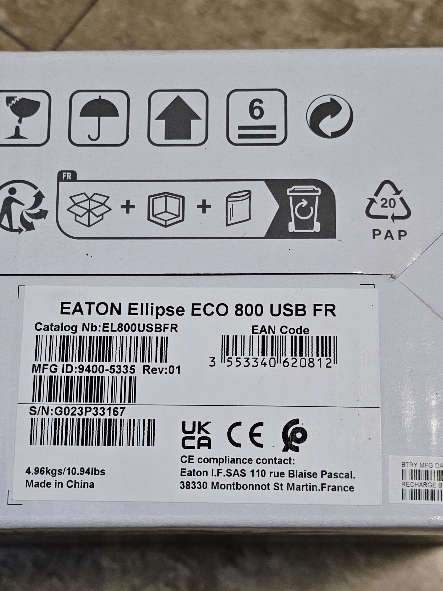 UPS Eaton Ellipse ECO 800, 500W/800VA, 230V, USB, LCD, Negru (sigilat)