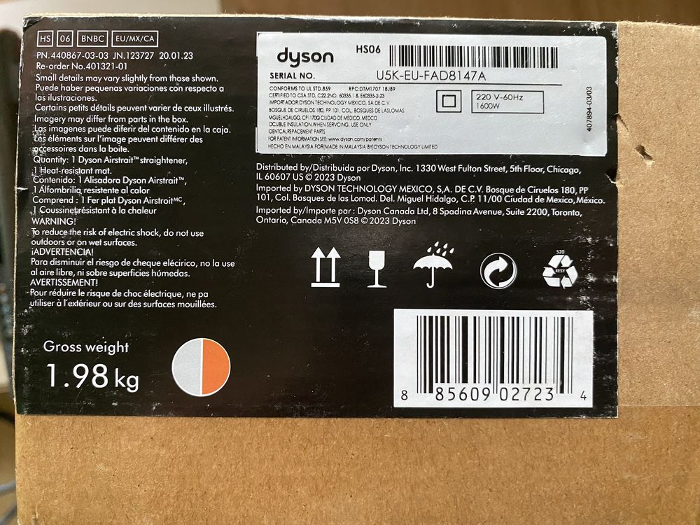 Dyson Airstrait HT01 Silver/Copper