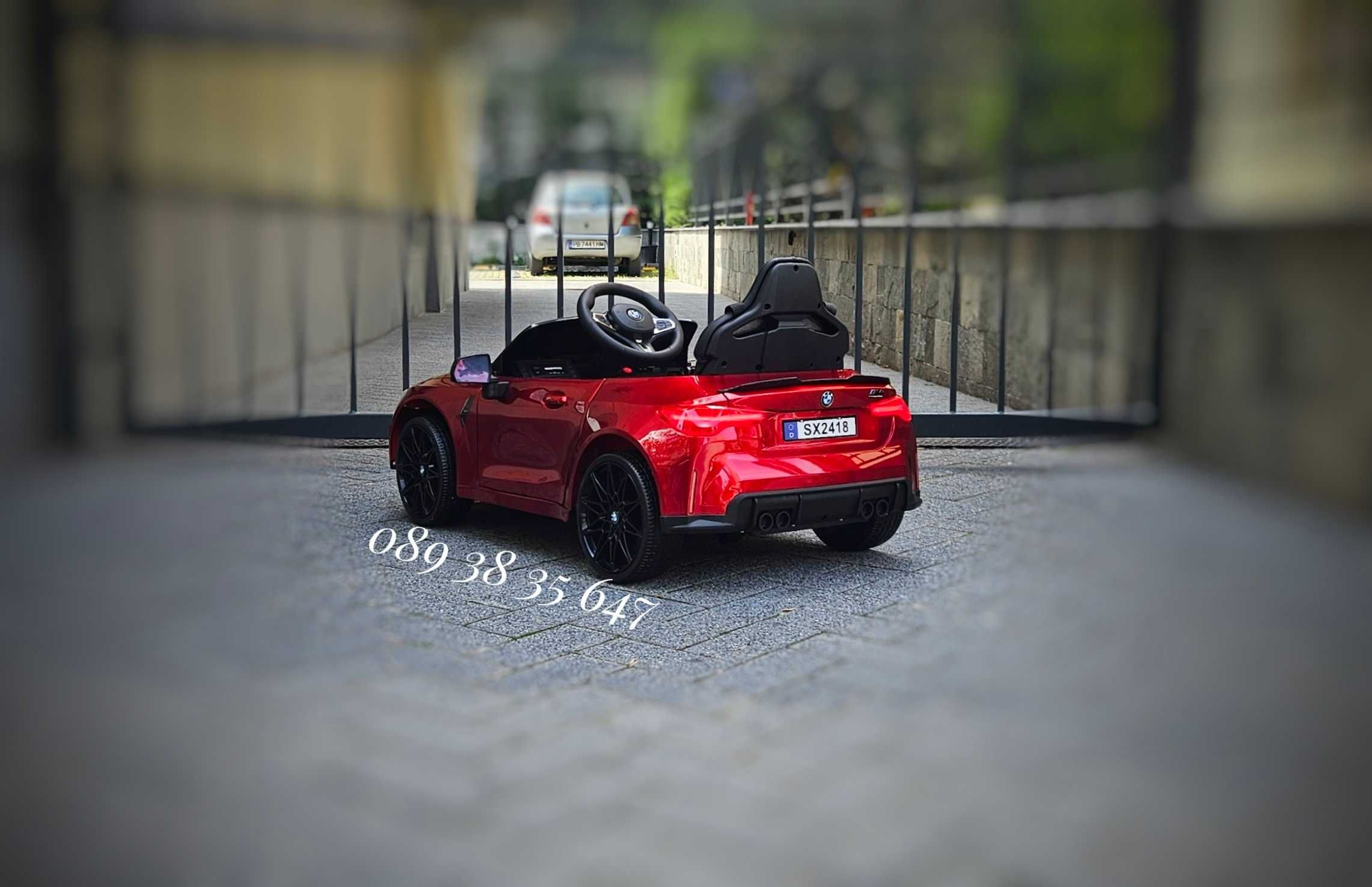 ТОП ЦЕНА!НОВО!Акумулаторна кола BMW M4 с 12V,меки гуми,кожена седалка