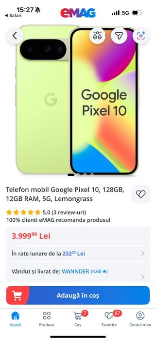 Google Pixel 10 – 128GB, 12GB RAM – Nou, Sigilat, Garanție! (3800 lei)