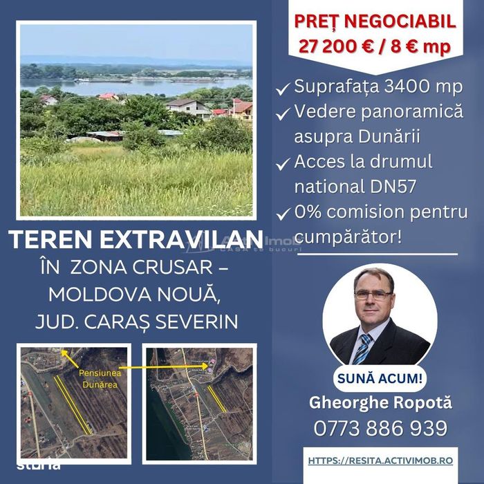 Moldova Nouă- Teren extravilan de 3.400 mp