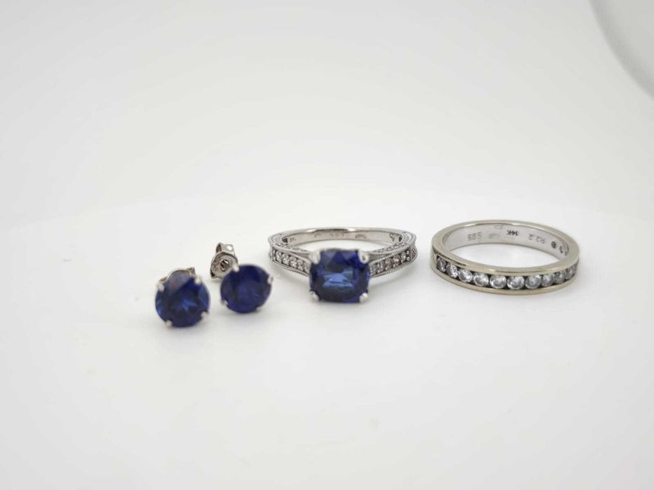 Set aur 14k cu Lab safire si zirconii 8gr