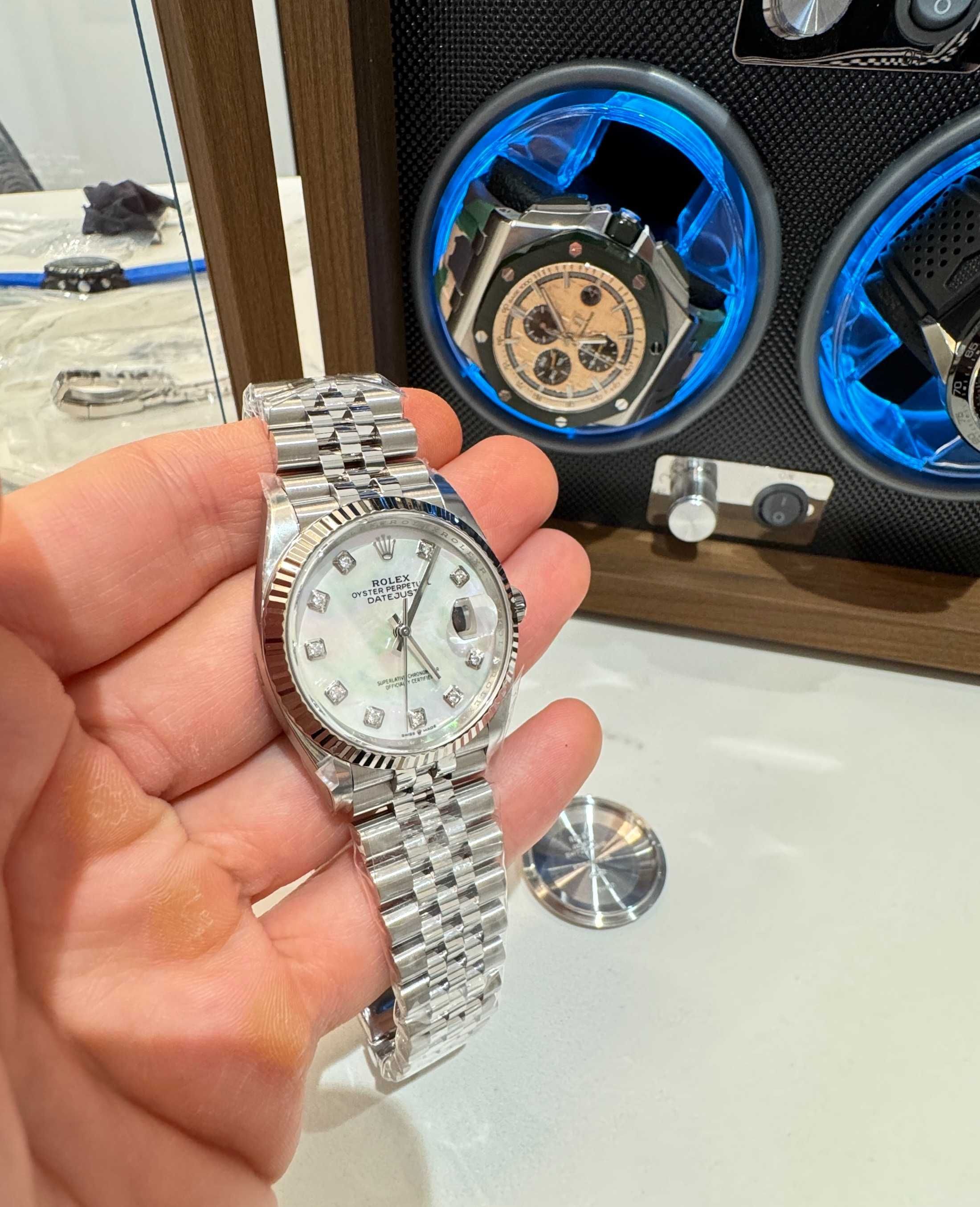 Rolex datejust 36mm сребро/перла 3235