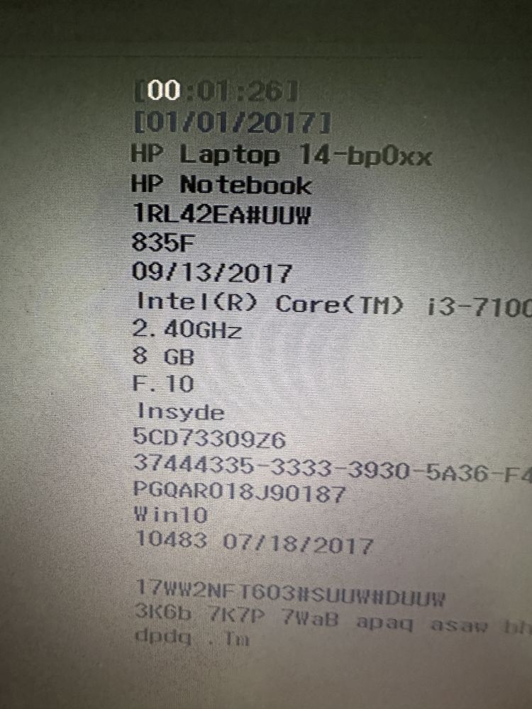 Dezmembrez HP Laptop 14-bp0xx - core i3 7100U- placa de baza buna