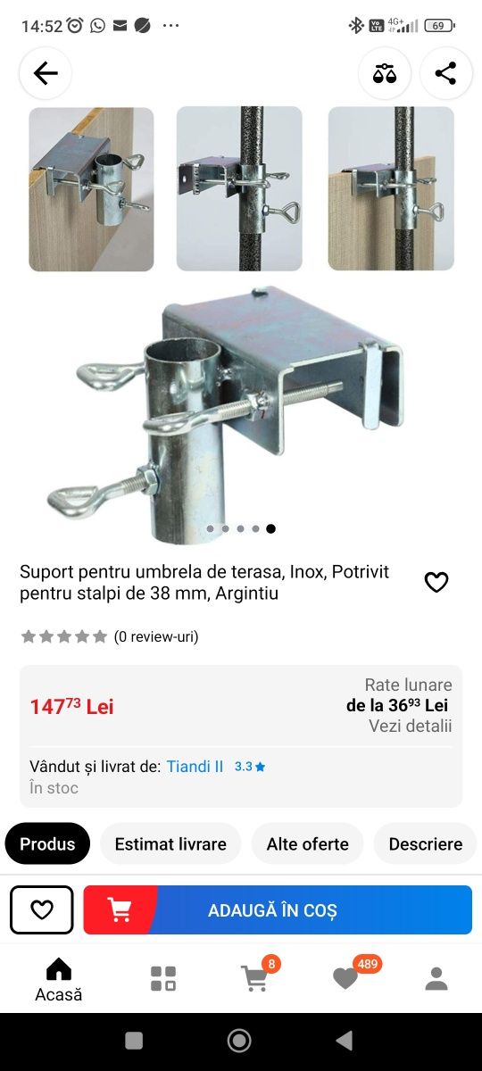 Suport umbrela terasa inox greu, durabil.