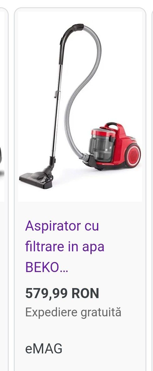 Aspirator Beko cu filtrare in apa,  aspirare umeda + aspirare lichide