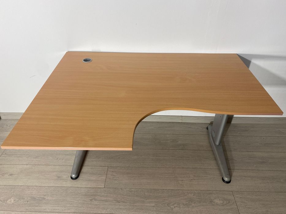 4 Buc. Birou Mare, Profesional, Lemn Stejar Deschis, Picioare Metalice