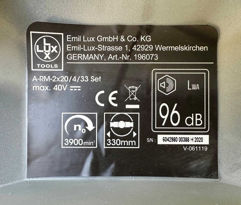 LUX A-RM-2x20 /4/33 SET - Акумулаторна косачка като нова 2x20V 4.0Ah