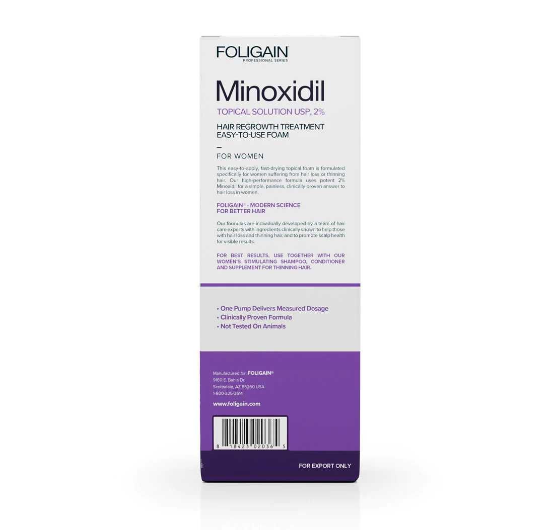 Spuma - Minoxidil Foligain 2%, 3 Luni Aplicare, Tratament Scalp Femei