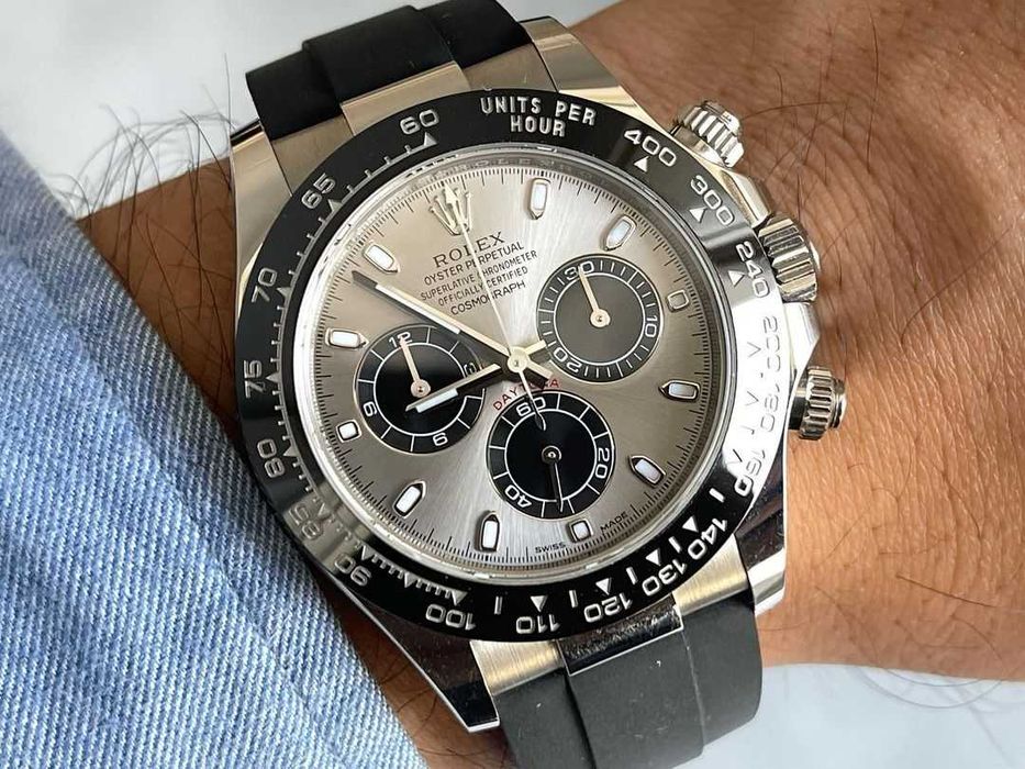rolex daytona cauciuc / silver