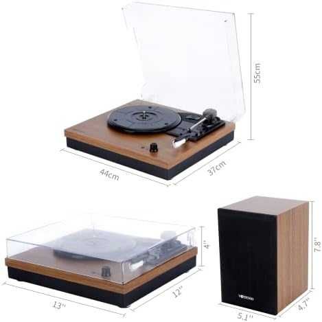 Нов Елегантен Винил Плеър с Bluetooth 3 Скорости Висококачествен Звук