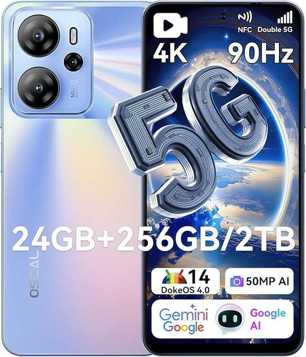 Telefon mobil OSCAL Tiger 13 5G 24GB 256GB Android 14  90Hz 6.67