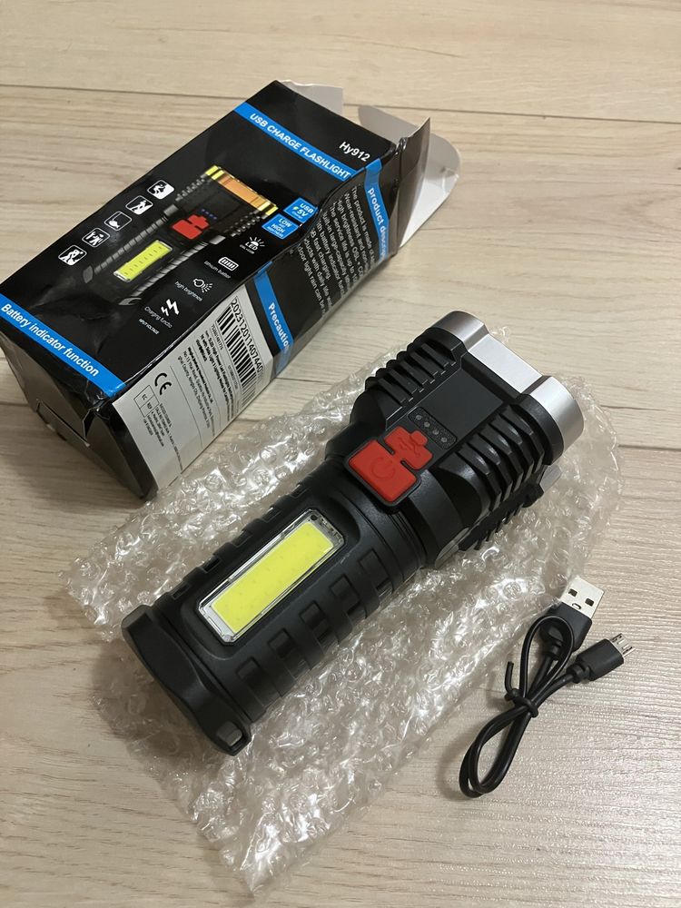NOUA Lanterna puternica LED reincarcabila USB camping pescuit grătar