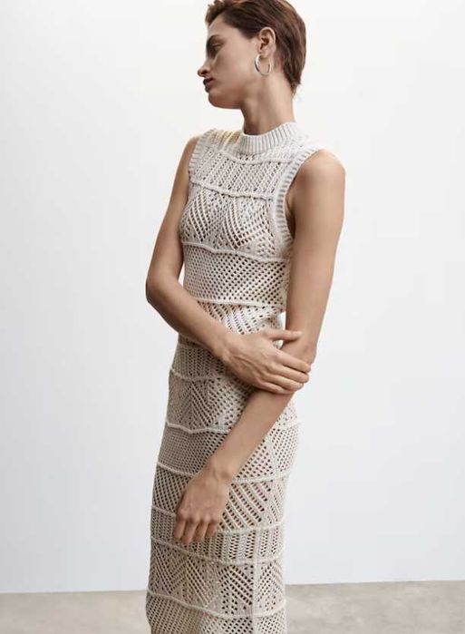 Rochie ajurata din tricot Mango S