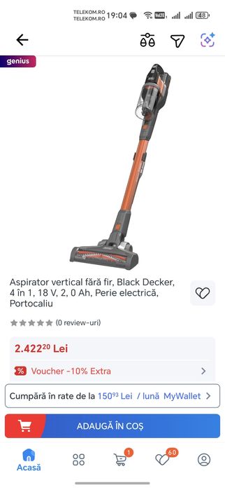Aspirator fara fir portabil Black and Decker gen Dyson Miele Bosch AEG
