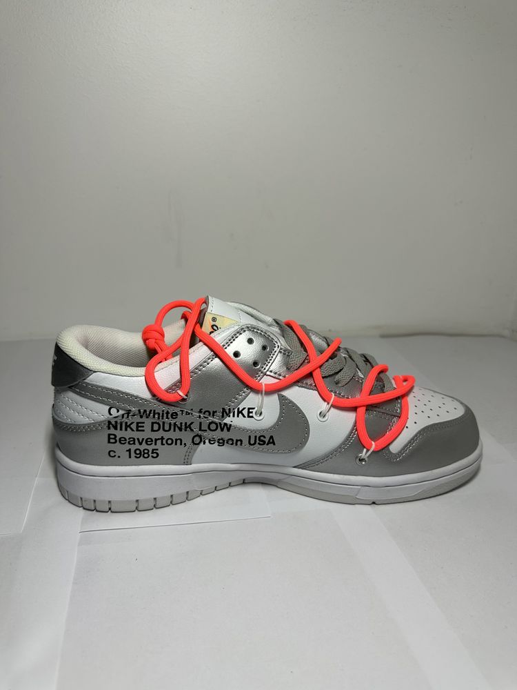 Adidasi/Sneakers Nike Dunk Low Off-White Metallic Silver White Orange