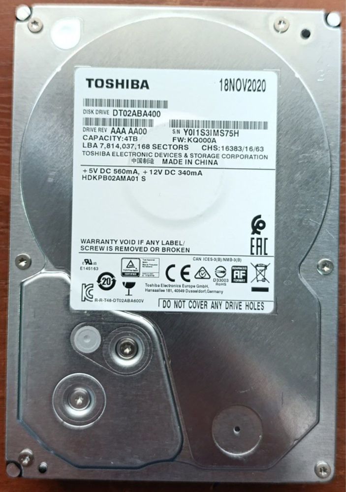 Hdd Toshiba 4Tb (2020)  holati yaxshi