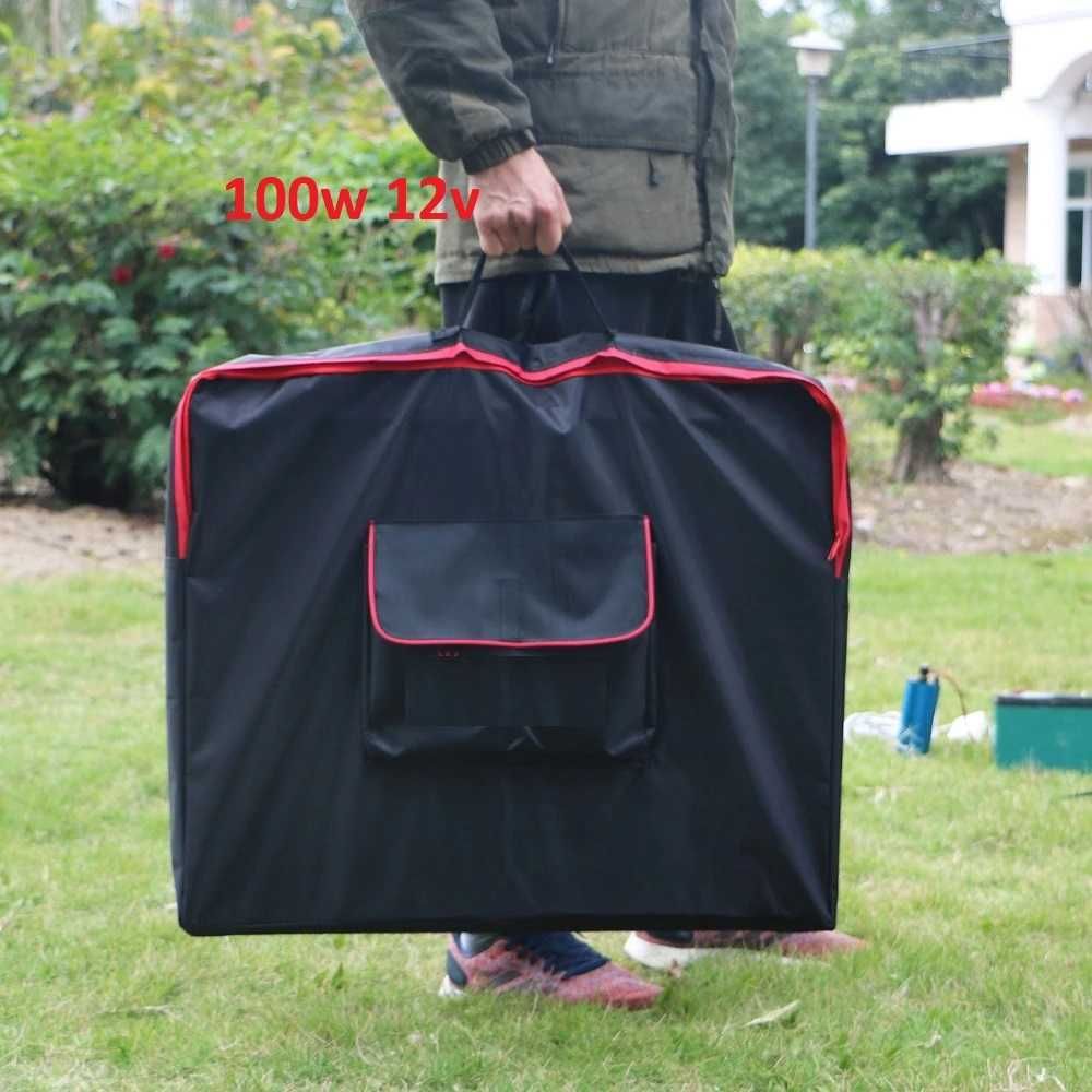 Соларен куфар 100w 12v  ТВЪРД панел + чанта фотоволтаичен сгъваем