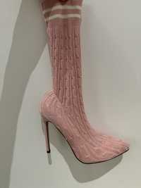 Розови високи боти - тип чорап