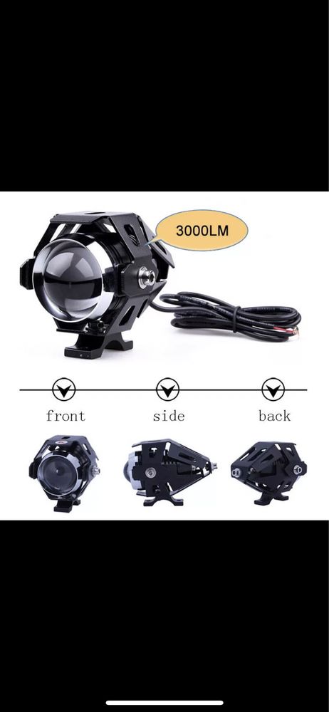 Proiectoare moto / ATV led + lupa 12V lumini ceata