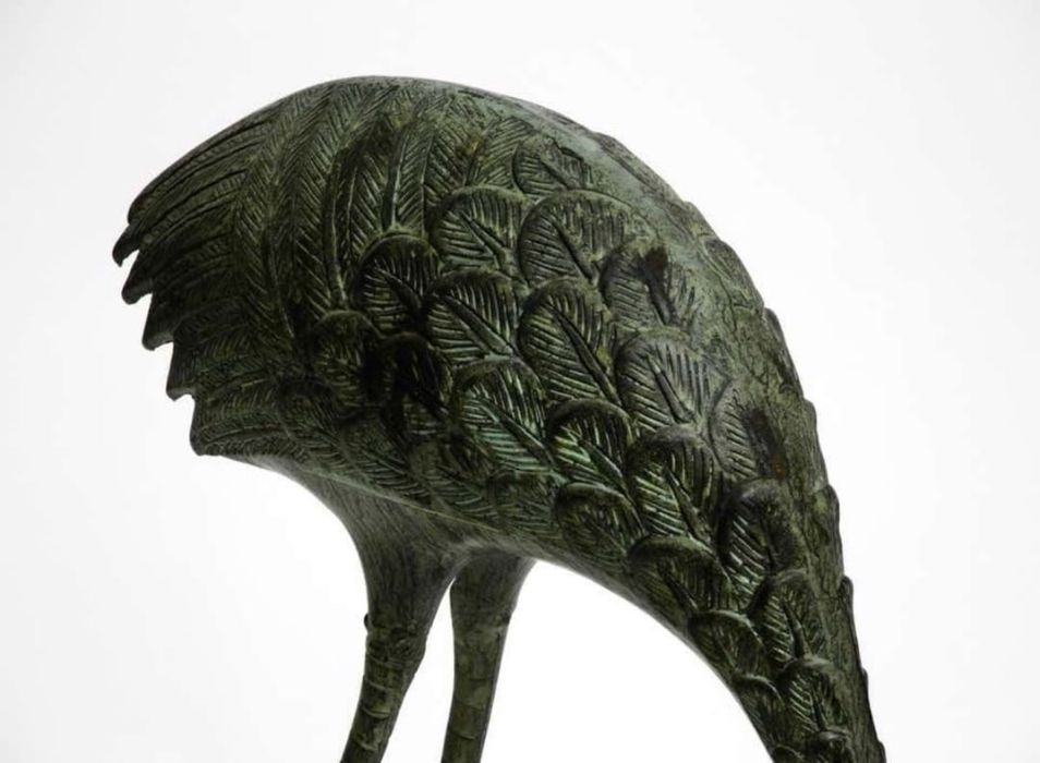 Aнтикварни фигури птици жерави бронзови тежки масивни синкава патина !