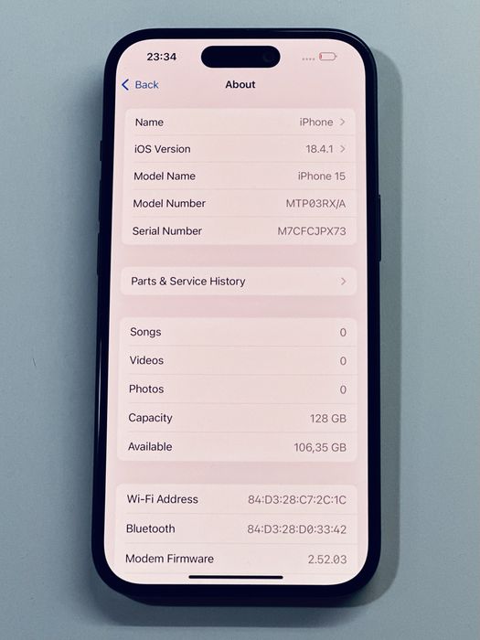 iPhone 15 Black 100% battery