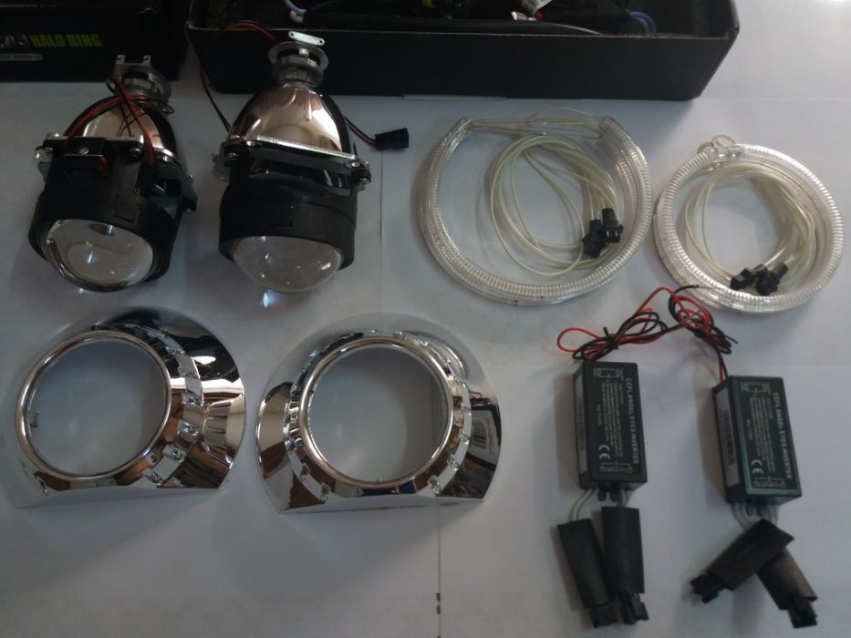 Kit complet pt Far BMW E46 Lupe Bixenon+Xenon Canbus+Inele Angel Eyes
