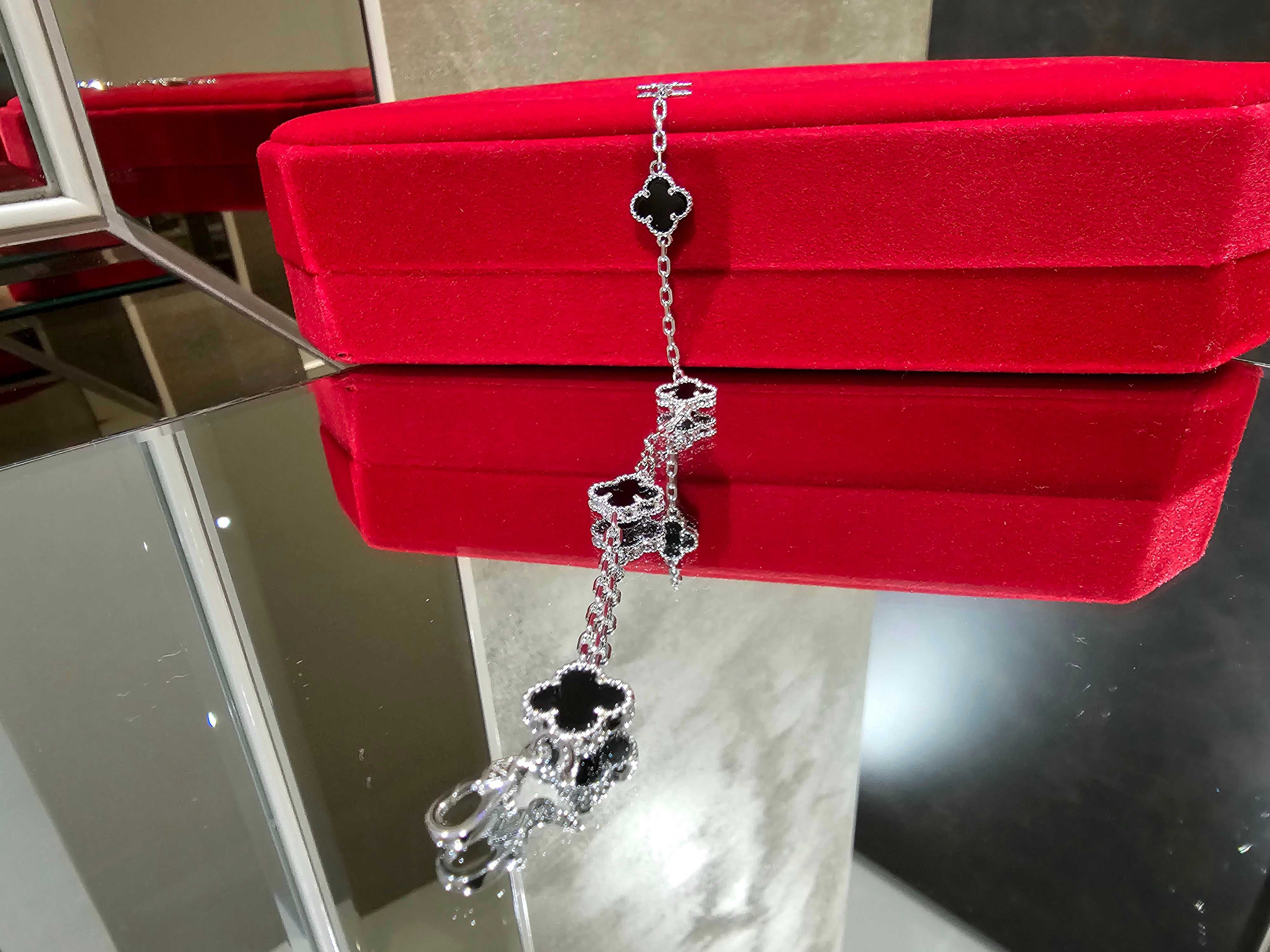 Van Cleef & Arpels VCA Silver Onyx 5 Sweet Alhambra Дамска Гривна