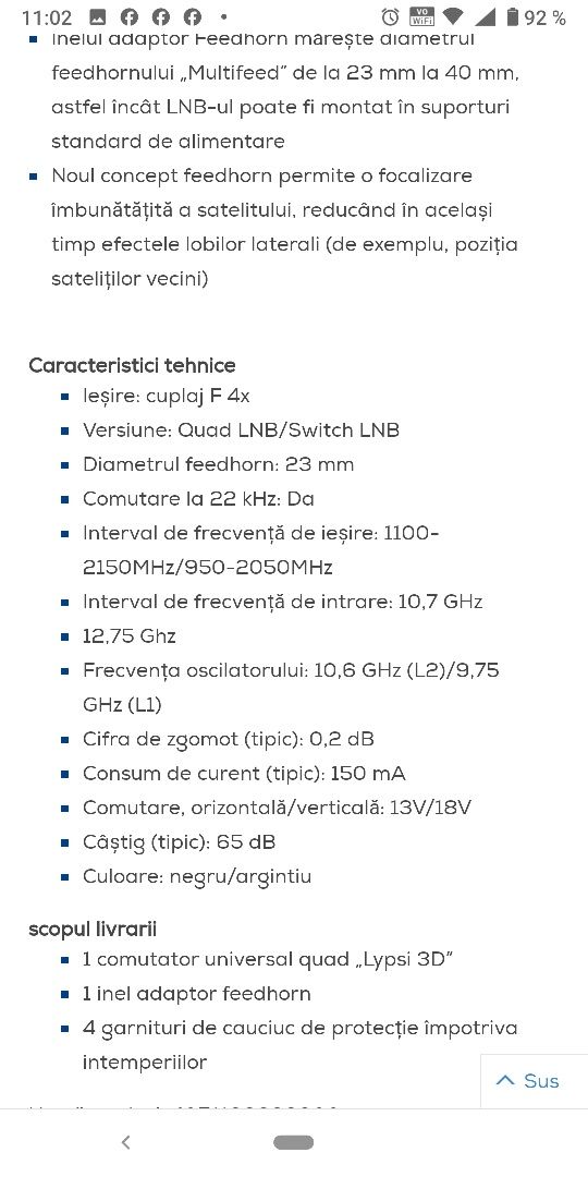 Receptor LNB antena tv