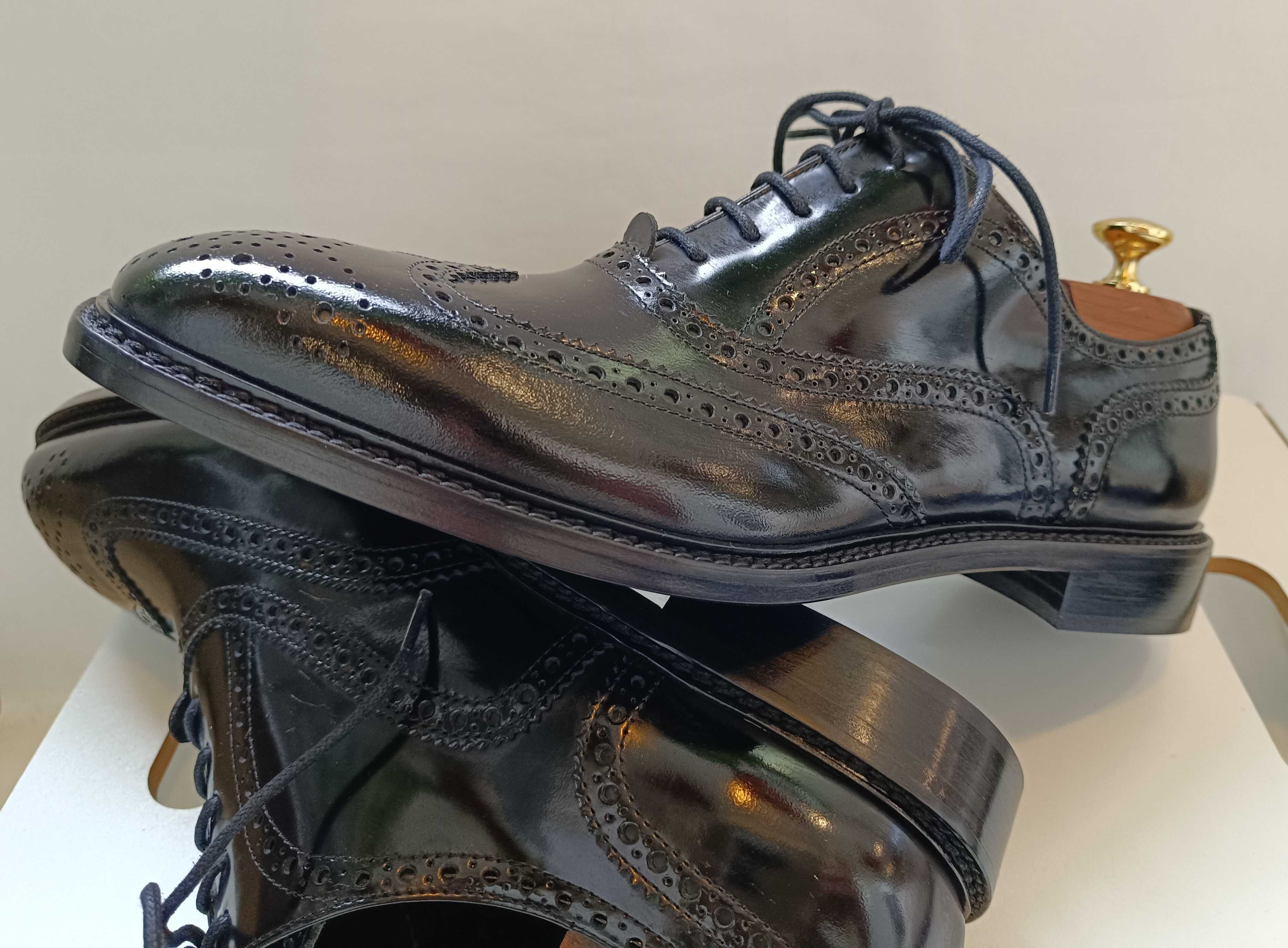 Pantofi oxford 44 de lux lucrati manual Cyrillus NOI piele naturala
