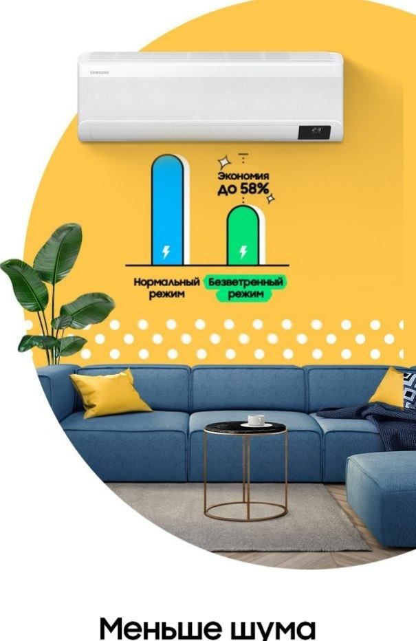 Премиум Кондиционер Samsung 18 Wind Free WiFi очиститель Воздуха