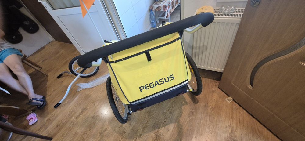 Remorca PEGASUS pt. bicicleta,  pt. 2 copii