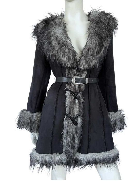 Palton Negru Vintage Y2K model "Penny Lane", mărimea S