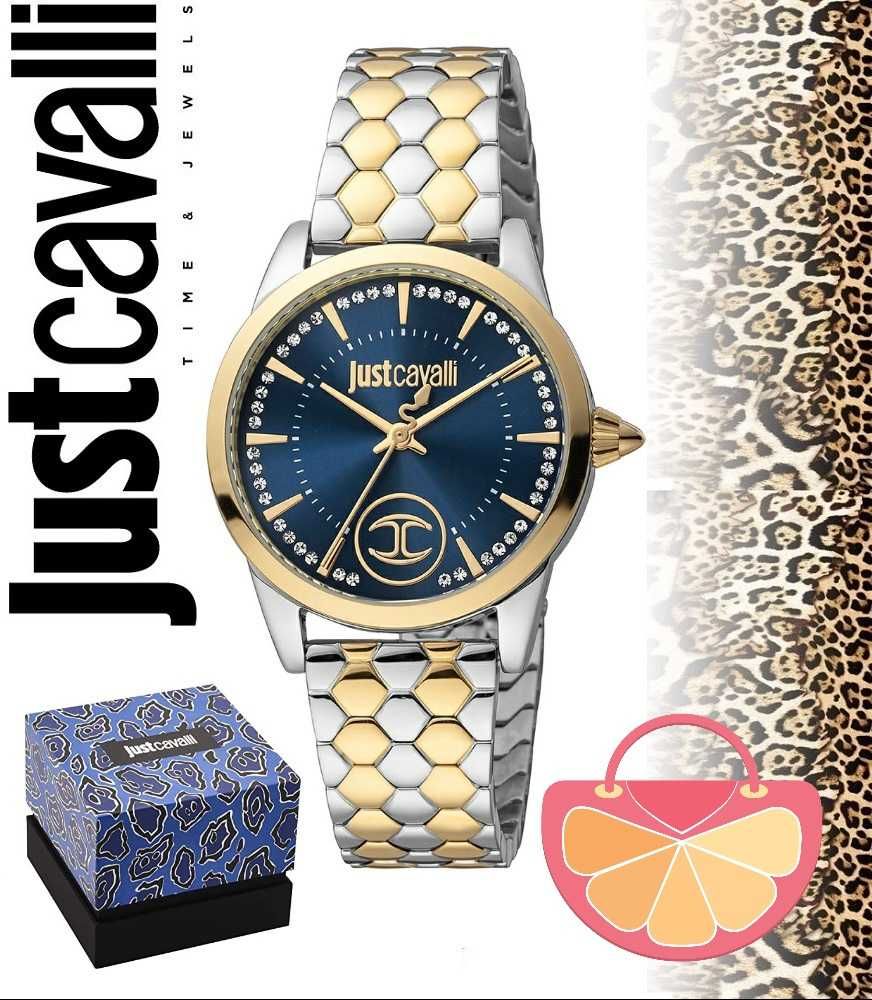 JUST CAVALLI – Дамски часовник "GOLD & SILVER – BLUE & CRYSTALS" нов